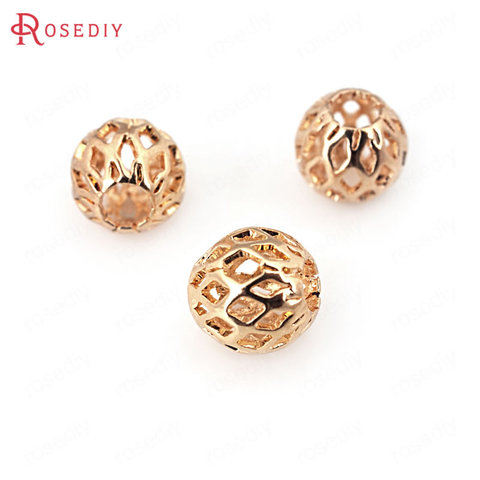 20PCS 3.5MM 5.5MM 7.5MM 24K Champagne Gold Color Plated Brass Hollow Spacer Beads Round Beads High Quality Jewelry Accessories ► Photo 1/6