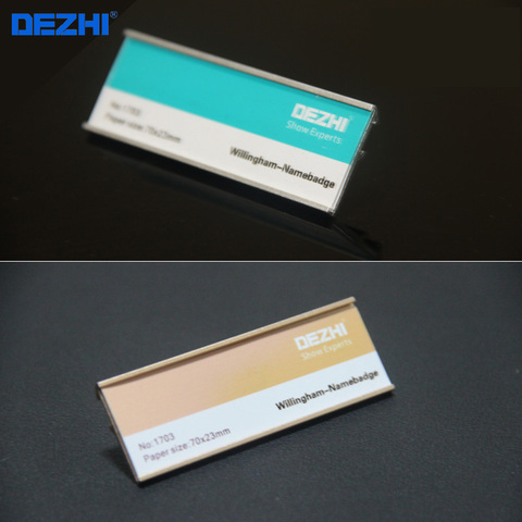 DEZHI Name Badge Wholesaler Brooch/Magnets Metal Name Plate Badge Fastener Brooch Holder Card Name Tag 70*23mm ► Photo 1/6