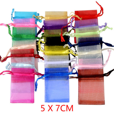 100pcs/lot 5x7cm Jewelry Packaging Organza Bag For Wedding Gift Candy Small Pouch ► Photo 1/6