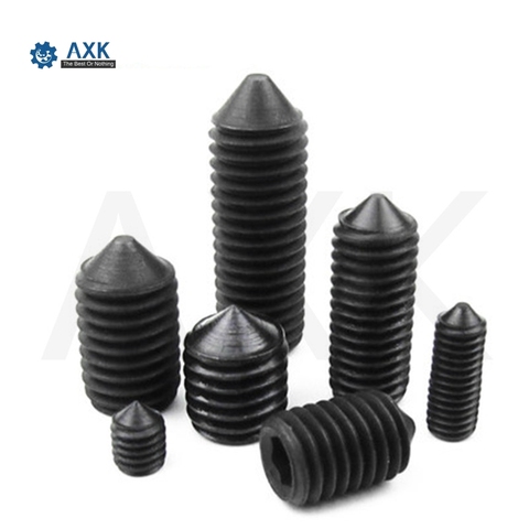 50Pcs DIN914 M3 M4 M5 Grade 12.9 Black Grub Screws Cone Point Hexagon Hex Socket Set Screws ► Photo 1/1