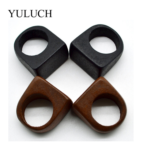 YULUCH NEW Hot Sale Trend Original Natural Wood Rings Handmade Rings for Women Fashion Jewelry Retro Black And Brown Rings ► Photo 1/6