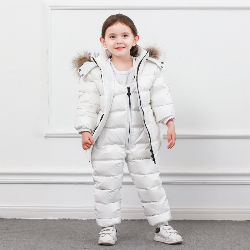 Boys Girls Waterproof Ski Jacket Winter Coat Two-Piece Snowsuit Children Thicken