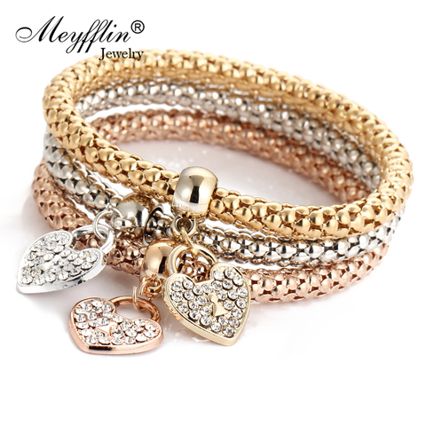 3PCS Set Crystal Bracelets & Bangles 2022 Gold Wrap Charm Bracelets Femme for Women Men Fashion Jewelry Multilayer Bijoux ► Photo 1/6