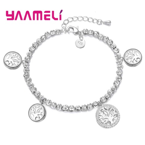 Charming Jewelry Bracelet Bangles Pretty  925 Sterling Silver Cubic Zircon Paved Accessories Life Tree Pendant present For Girl ► Photo 1/6