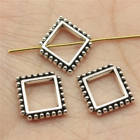 WYSIWYG 20pcs 17x15x3mm Antique Silver Color Rectangular Hollow Spacers Beads Charm Small Hole Spacers Beads ► Photo 1/2