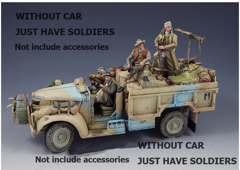 Unassambled 1/35  Long Range  Patrol 4 soldiers WITHOUT CAR and  accessories Historical  Resin kit miniature model Unpainted ► Photo 1/1