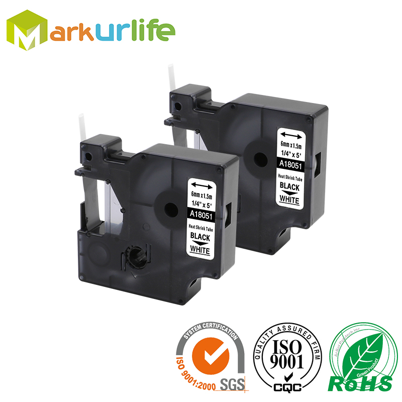 2PCS label Tapes Compatible for DYMO Heat Shrink Tube 18051 ...