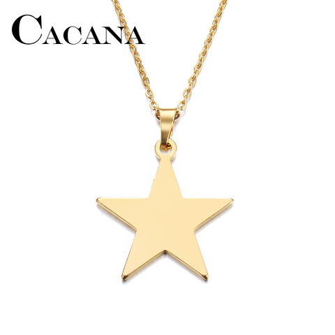 CACANA Stainless Steel Necklace For Women Man Lover's Pentagram Gold And Silver Color Pendant Necklace Engagement Jewelry ► Photo 1/6