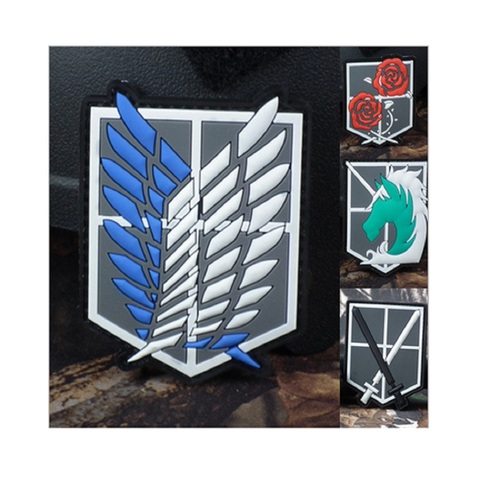 Glue PVC Armband Loop And Hook Attack 0n Titan Investigation Corps Rubber Patch Armband Scout Regiment Legion Survey Corps Patch ► Photo 1/6