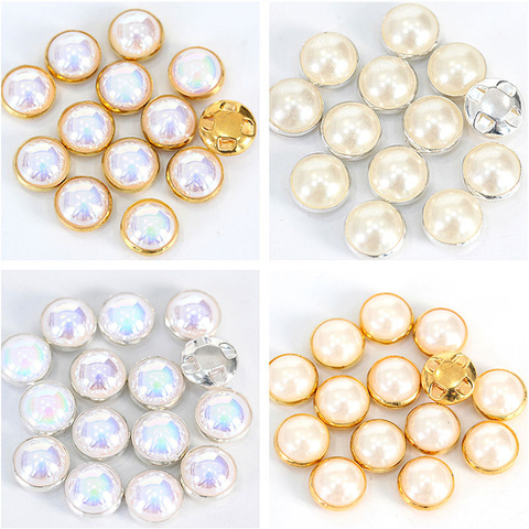 10mm 100pcs White Sewing Pearl Beads Sew On Rhinestones With Silver/Gold Claw Flatback Half Round Pearl For Craft Garment B3120 ► Photo 1/1