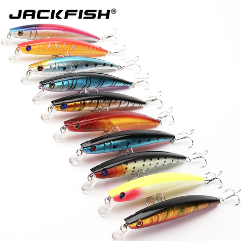 JACKFISH Minnow colorful Fishing Lure 10pcs/lot 12cm/10G 3D EYE fishing lure stripe Artificial baits tackle with Treble hooks ► Photo 1/1