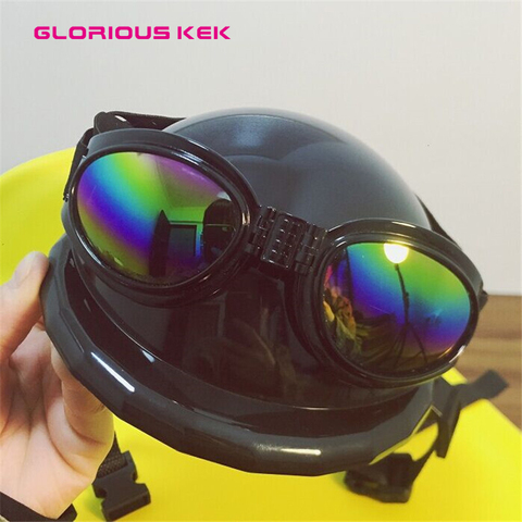 Glorious Kek Dog Helmets for Motorcycles with Sunglasses Cool ABS Fashion Pet Dog Hat Helmet Plastic Pet Protect Ridding Cap SML ► Photo 1/1