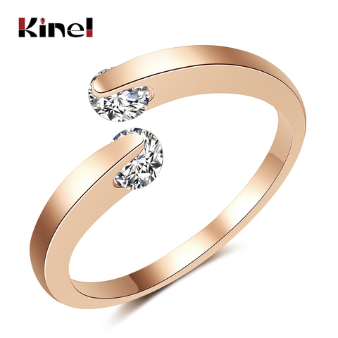 Kinel Hot 0.25ct Open Rings Double Round CZ Crystal Stone Tension Setting Rose Gold & Silver Color For Girls Women Eternity Ring ► Photo 1/6