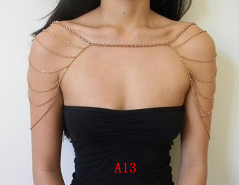 STYLE A13 Gold colour CHAIN DOUBLE SHOULDERS CHAIN JEWELRY 2 COLORS ► Photo 1/1