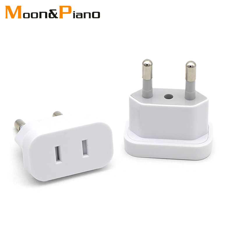 Travel Charger Wall AC Power Plug Adapter Converter US USA to EU Europe White 