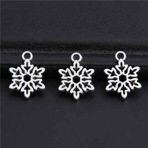 50pcs  Silver Color Snowflake Snow Charms Christmas Pendant Findings Accessories DIY Jewelry Wholesale 11.5x15.5mm A3009 ► Photo 1/5