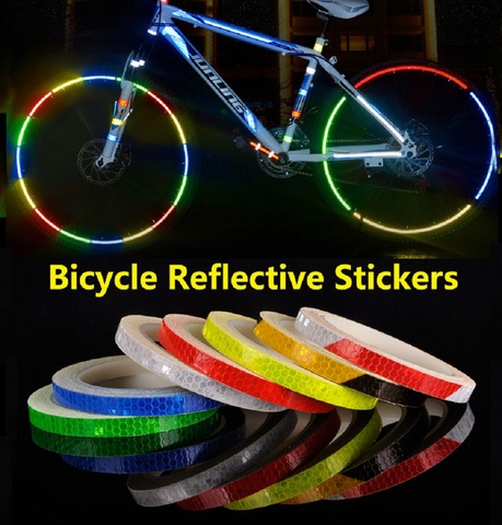 1pcs Bicycle Motorcycle Reflective Stickers Cycling Reflective Tape Wheel Rim Tape Fluorescent Safety Waterproof  1cm*8m ► Photo 1/6