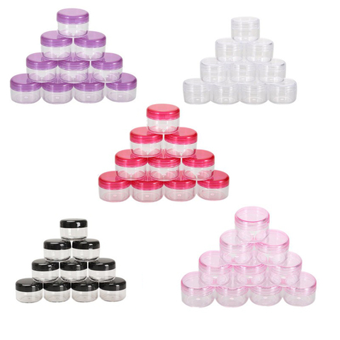 10PCS Cosmetics Jar Box Makeup Cream Nail Art Cosmetic Bead Storage Pot Container Round Bottle Portable Plastic Transparent Case ► Photo 1/6