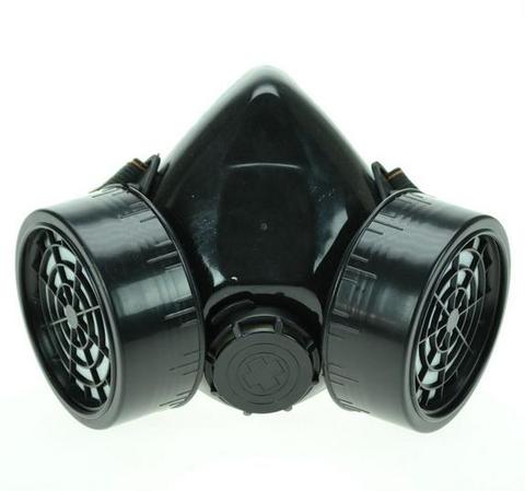 Black Cyber Respirator 2 Canisters 1 Valve Rave Steampunk Cosplay Industrial Mask ► Photo 1/1
