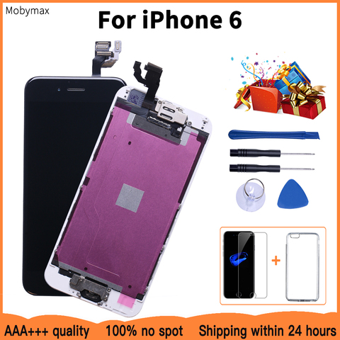 AAA+++ LCD Full Assembly For iPhone 6 LCD Module with Digitizer Replacement & Home Button&Front Camera+Protector Glass+TPU Case ► Photo 1/6