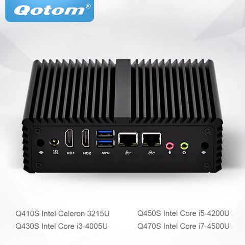 Qotom Mini PC Celeron Core i3 i5 i7 Support Linux Ubuntu Win Fanless Micro Computer 2 Gigabit NIC Little Box PC Q400S-S08 ► Photo 1/6