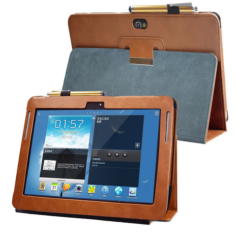 Advanced pu leather stand cover case for Samsung Galaxy Note 10.1 GT N8000 tablet N8010 N8013 N8020 Folio Flip book case pocket ► Photo 1/6