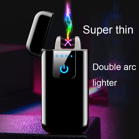 Plasma USB Lighter Touch-senstive Switch Lighter Cigarettes For Smoking Ciga Electronic Lighter Engrave Name Super Thin Lightr ► Photo 1/6