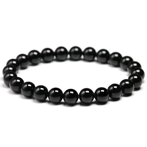 Natural Black Tourmaline Bracelet 6 8 10 mm Stone Beads Bracelet Gem Stone Energy Bracelet Men Yoga Energy Handmade Women Gift ► Photo 1/6