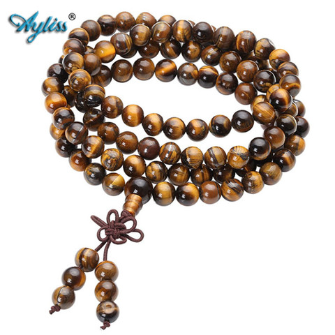 Ayliss Prayer Reiki Healing Beaded Bracelet Natural Tiger Eye Stone 108 Beads Bracelet Necklace Yoga Buddha Bracelets Jewelry ► Photo 1/5