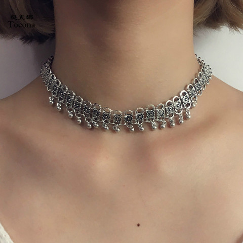 Tocona Flower alloy bead necklace tassel short necklace&Popular models catwalk fashion alloy neck and neck tassel necklace 3543 ► Photo 1/6