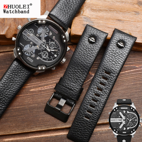 genuine leather watchband for diesel watch belt  DZ7257 1657 4323 7314 7313 7371 straps 22 24 26 27 28 30mm black brown white ► Photo 1/6