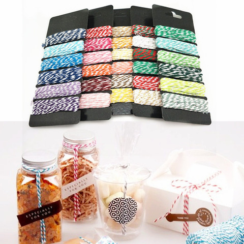 Hot new 4-layer thin mixed two-color Baker wrapped cotton rope gift packaging wedding birthday party DIY decoration 5BB5592 ► Photo 1/6