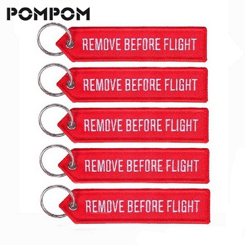 POMPOM 5pcs/lot Remove Before Flight Keychains for Aviation Gifts OEM Key Chains Embroidery Chain Keyring Key Chaveiro Jewelry ► Photo 1/6