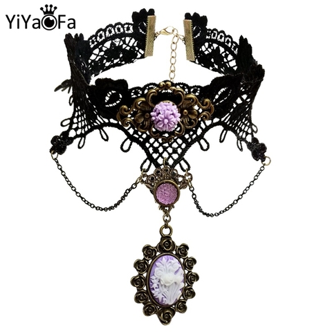 YiYaoFa Gothic Party Jewelry Vintage Lace Necklace for Women Accessories Choker Necklace Statement Collar Necklace Y288 ► Photo 1/6
