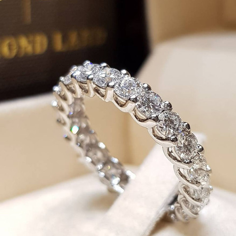 IPARAM Fashion Silver Color Rhinestone Zircon Ring Women Elegant Simple Round Mosaic Crystal Wedding Jewelry Ring 6/7/8/9/ ► Photo 1/6