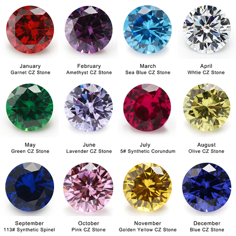 50PCS Per Colors Total 600pcs 12Color Birthday Stone Round Loose Cubic Zirconia Stone Synthetic Corundum Synthetic ► Photo 1/6