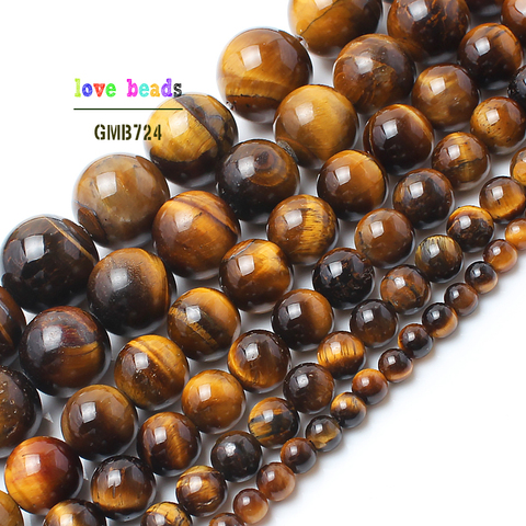 wholesale Natural Stone Beads Yellow Tiger Eye Round Loose Beads For Jewelry Making 15.5