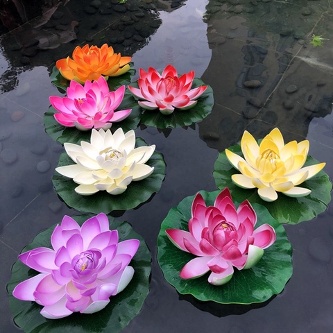 1Pcs EVA Artificial Lotus for Aquarium Fish Tank Pond Water lily Lotus Artificial Flowers Home Decoration Floating Flowers ► Photo 1/6