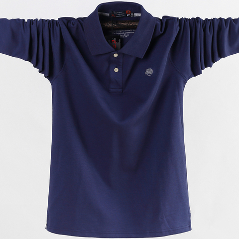 Men Polo Shirt Men's Business Work Casual Cotton Male Top Tees Autumn Long Sleeve Turn-down Collar Polo Shirts Plus Size 5XL 6XL ► Photo 1/6