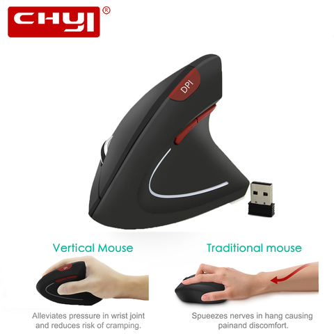 CHYI Ergonomic Vertical Wireless Mouse Right/Left Hand Computer Gaming Mice 5D 1600DPI USB Optical Mause Gamer With Mouse Pad ► Photo 1/6