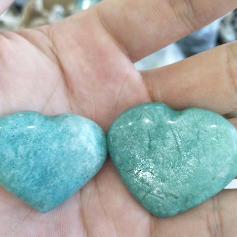 Buy Online 2pcs Natural Amazonite Stone Crystal Heart Meditation Healing Stone Mineral Raw Stone Polishing Collection Alitools