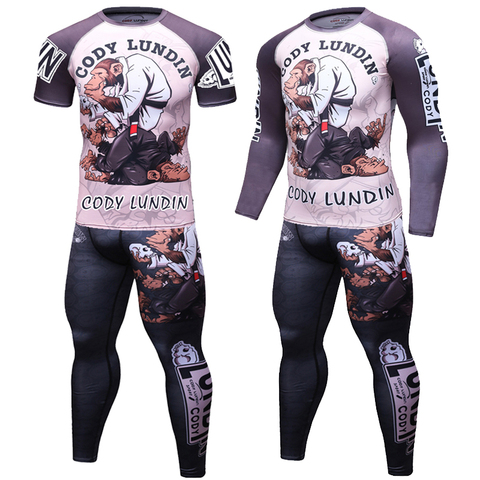 Man Compression Sports Suit Quick drying Perspiration Fitness Training MMA Kit rashguard Male Sportswear Jogging Running Clothes ► Photo 1/6