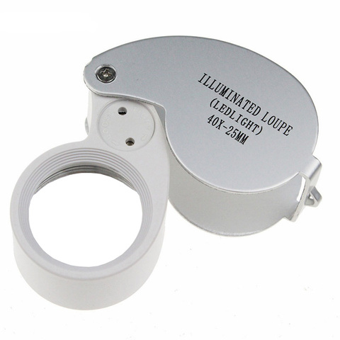 40X Portable Folding Magnifier Loupe Illuminated Magnifier Magnifying Glass Jewelry Coins Stamps Antiques ► Photo 1/6