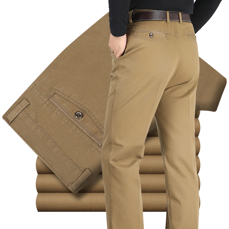 Men Corduroy Straight Casual Loose Trousers High Waist Business Slacks Plus Size