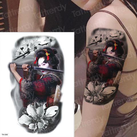 large arm sleeve tattoo waterproof temporary tatto japanese samurai tattoos japanese tattoo water transfer tatoo sticker women ► Photo 1/6