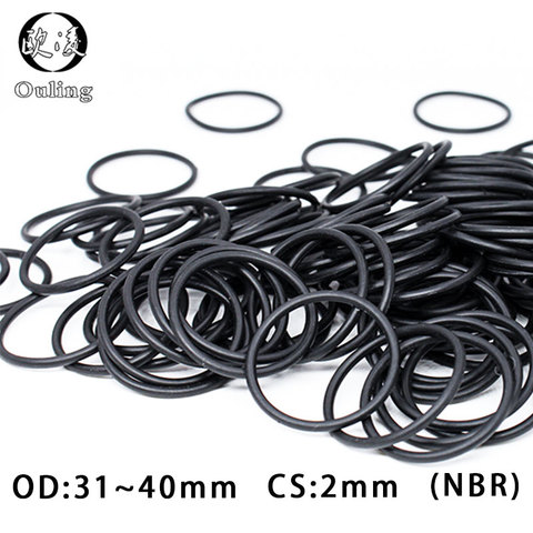 20PC/lot Rubber Ring Black NBR Sealing O-Ring 2mm Thickness OD31/32/33/34/35/36/38/40*2mm O Ring Seal Gaskets Oil ORings Washer ► Photo 1/6