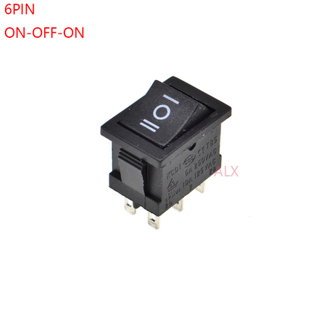 5PCS KCD1-106 DPDT 6PIN black mini Push Button rocker Switch ON/OFF/ON boat power switches 6A/250V 10A/125V 15*21MM 15*21 6 pin ► Photo 1/3