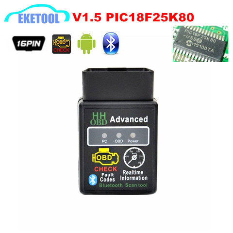 Hardware V1.5 PIC18F25K80 Bluetooth Mode HH OBD ELM327 Bluetooth Auto Code Reader Diagnosis Works Multi-Cars ELM 327 BT Android ► Photo 1/6