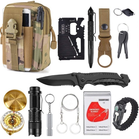 13 in 1 survival Gear kit Set Outdoor Camping Travel Survival Products EDC Tool Emergency Supplies Tactical Tools for Wilderness ► Photo 1/6