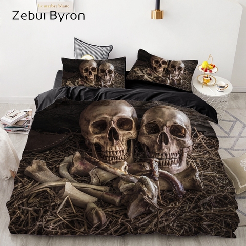 luxury Bedding Sets 3D Custom,Duvet Cover Set Queen/King,Quilt/Blanket Cover Set,3 PCS Bed se,halloween skull  bed linen ► Photo 1/6